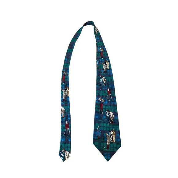 Addiction Green Hand Made 100% Silk Golf Country Club Tie - Picture 1 of 4